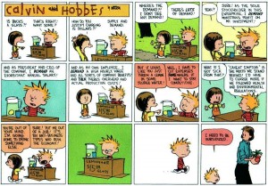 Calvin and Hobbs learn to create an aristocracy