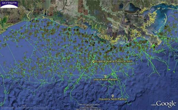 Oil rigs all over the gulf of Mexico